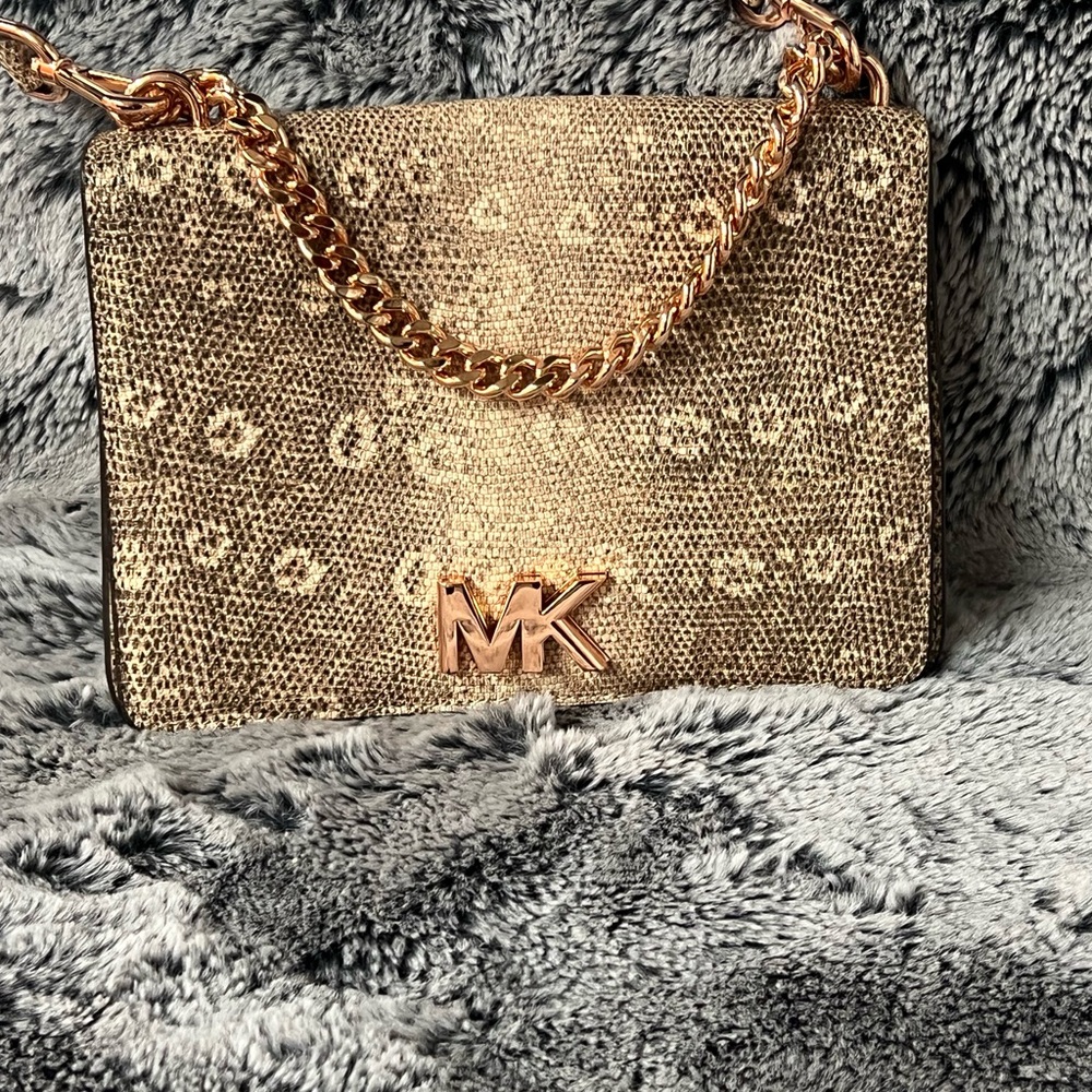 Michael Kors Gold Textured Crossbody Bag